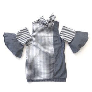 Chambray, Stripes, Cold-shoulder, Bell Sleeves